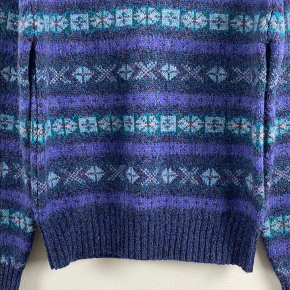 Nordstrom Vintage Scottish Shetland Wool Fair Isle Knit LS Crewneck Sweater - Picture 4 of 14